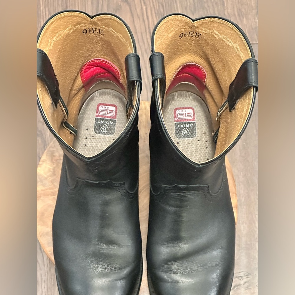 ARIAT Men's Black Western Leather Cowboy Black Boots Size 9.5EE - Picture 10 of 15